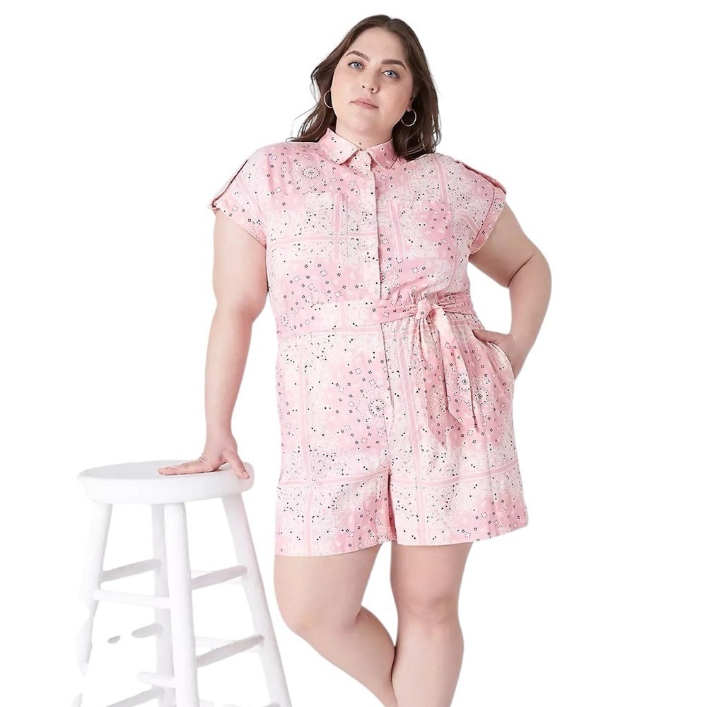 Lane Bryant Paisley Bandana Print Belted Romper Size 16 NWT Summer Resort Wear - Picture 4 of 15